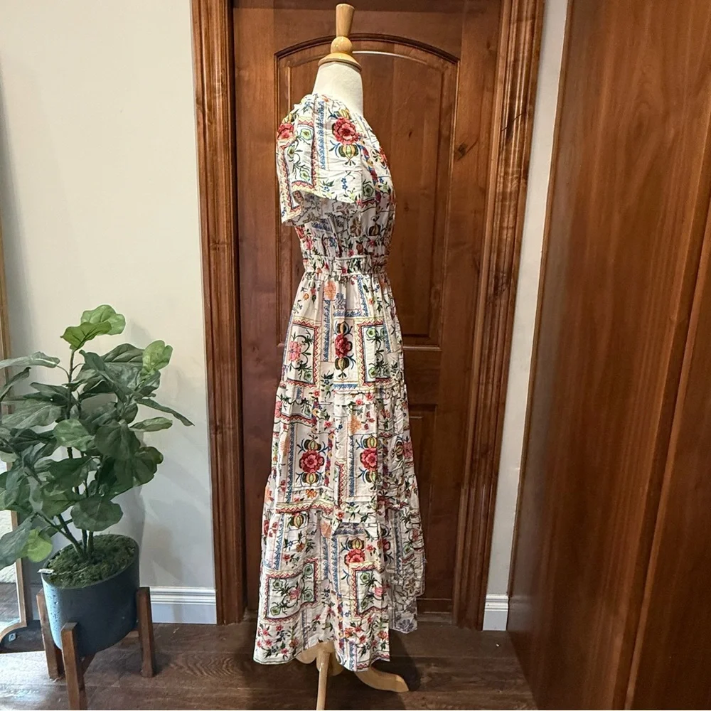 💋 Anthropologie The Somerset Floral Maxi Dress - Cream and Red size XS petite